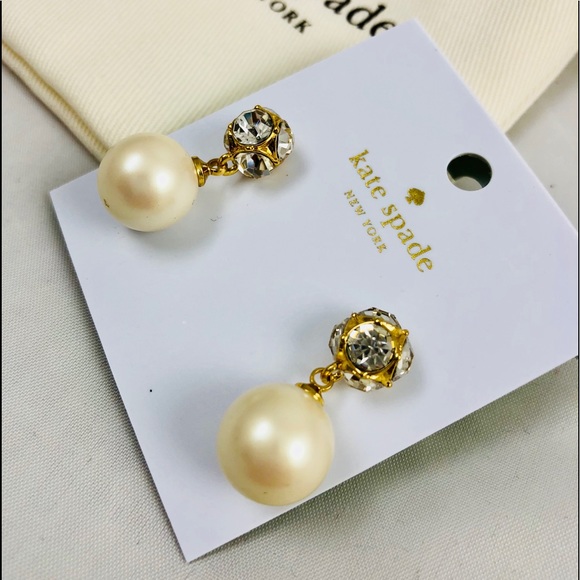 New! Kate Spade Pearl and Crystal Drop Earrings - Picture 5 of 6